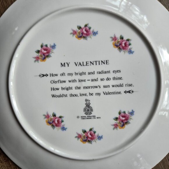 My Valentine 1980 Royal Doulton Courting Couple Plate Victorian Floral Vintage - Picture 3 of 6